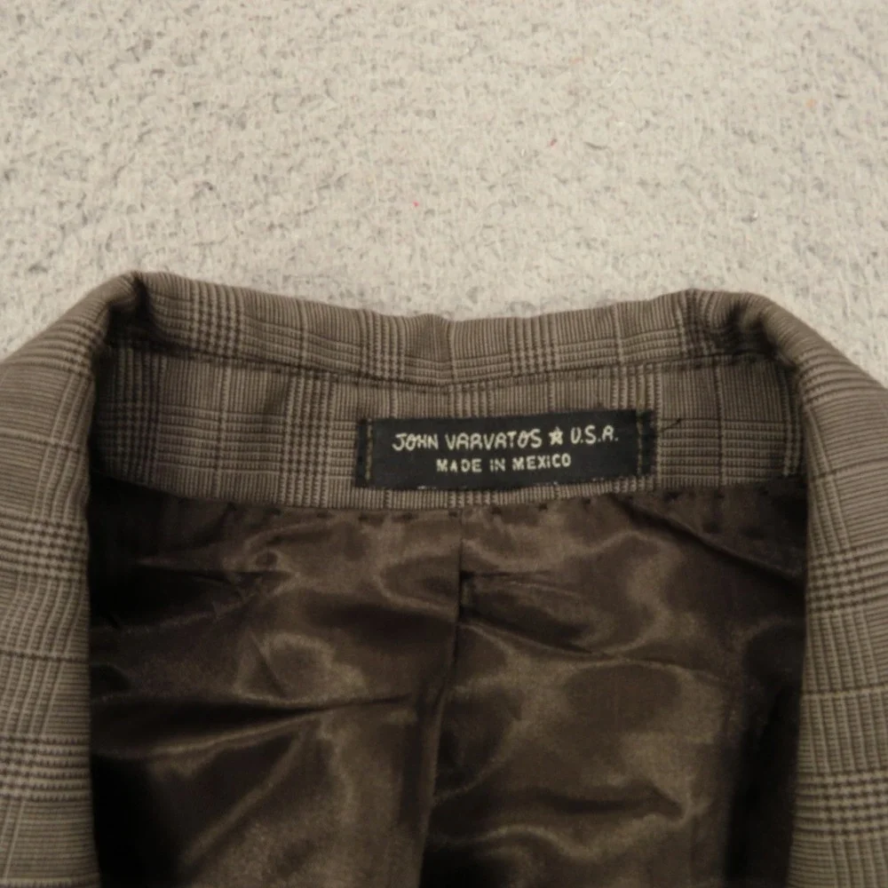 John Varvatos Suit 42R Super 120s Worsted Wool Brown Plaid 35x30 Trousers